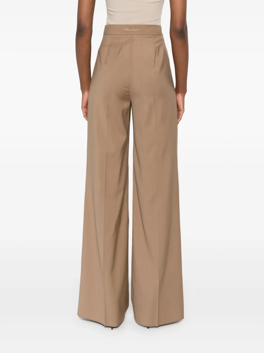 Брюки из вирджинской шерсти с завышенной талией MAX MARA, коричневый — фото 4