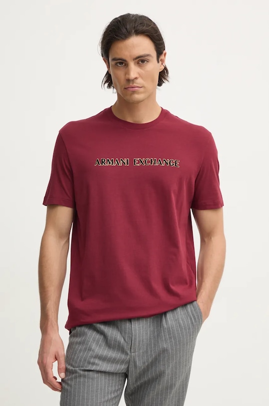 

Хлопковая футболка Armani Exchange, бордовый