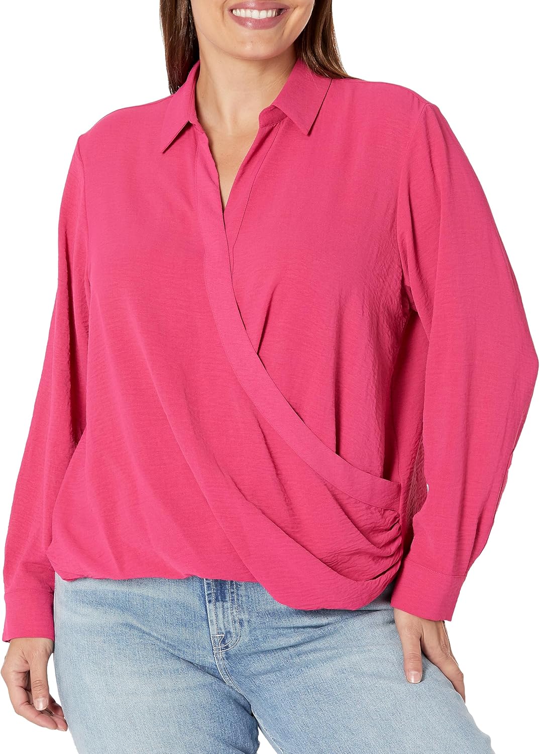 

Женская блузка Calvin Klein Plus с длинным рукавом и имитацией запаха, Cerise