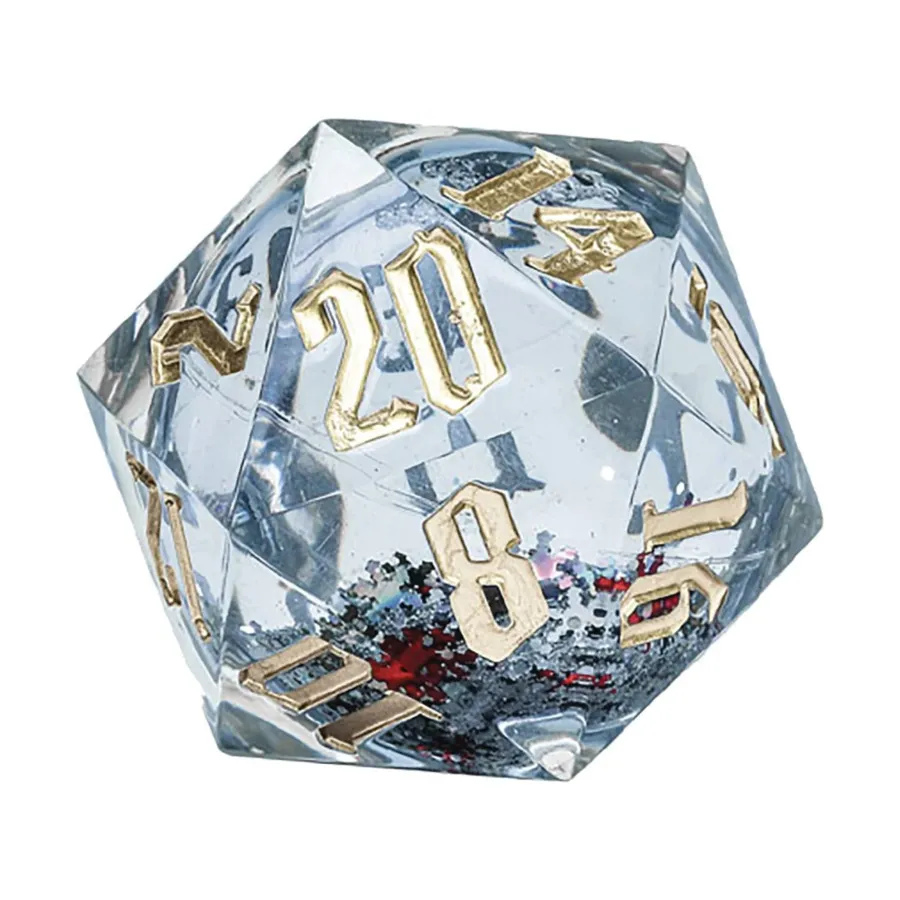 

54мм d20 Красные и зеленые снежинки с серебряными блестками, Dice Singles