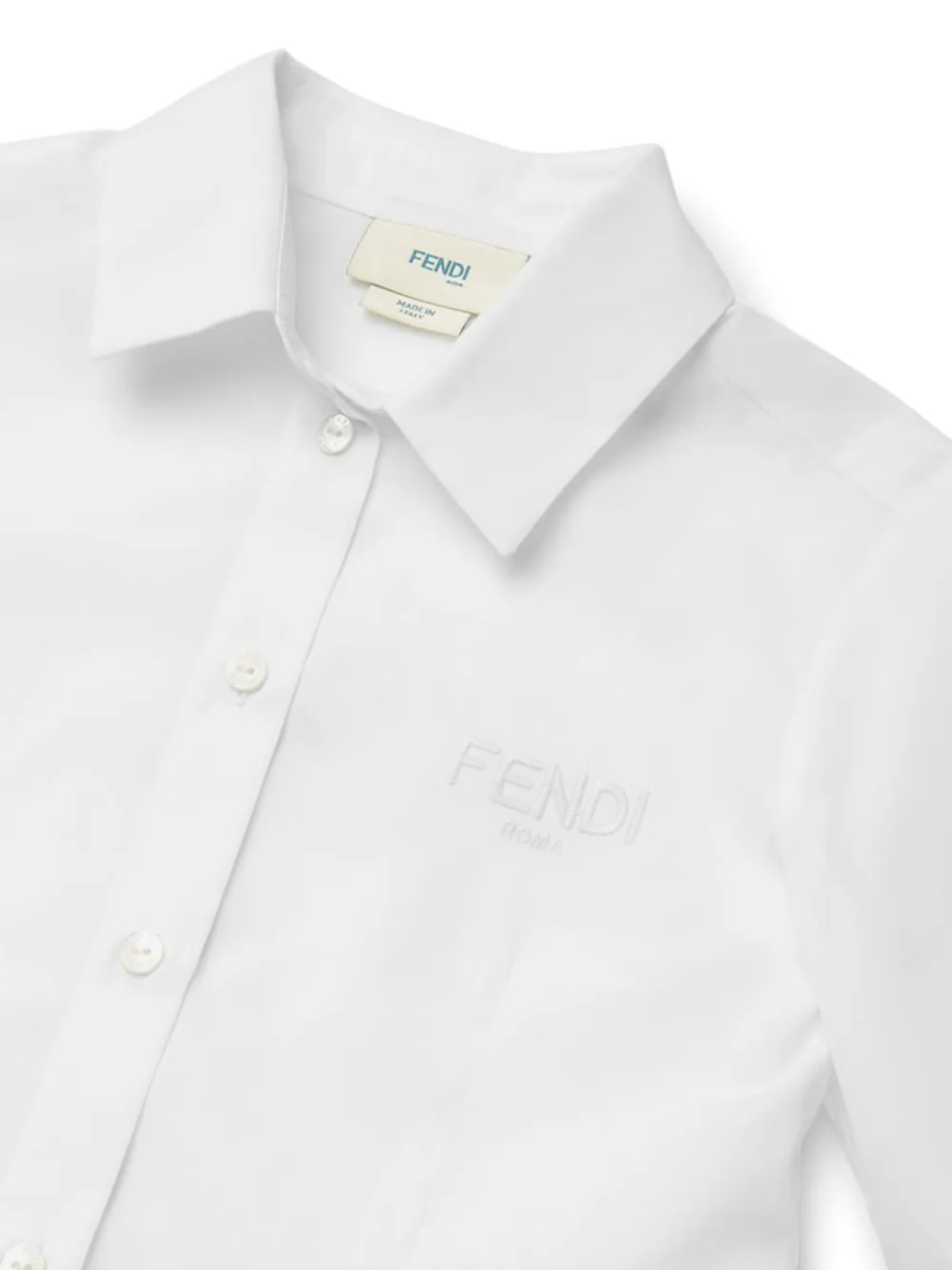Рубашка с вышитым логотипом Fendi Kids, белый — фото 3
