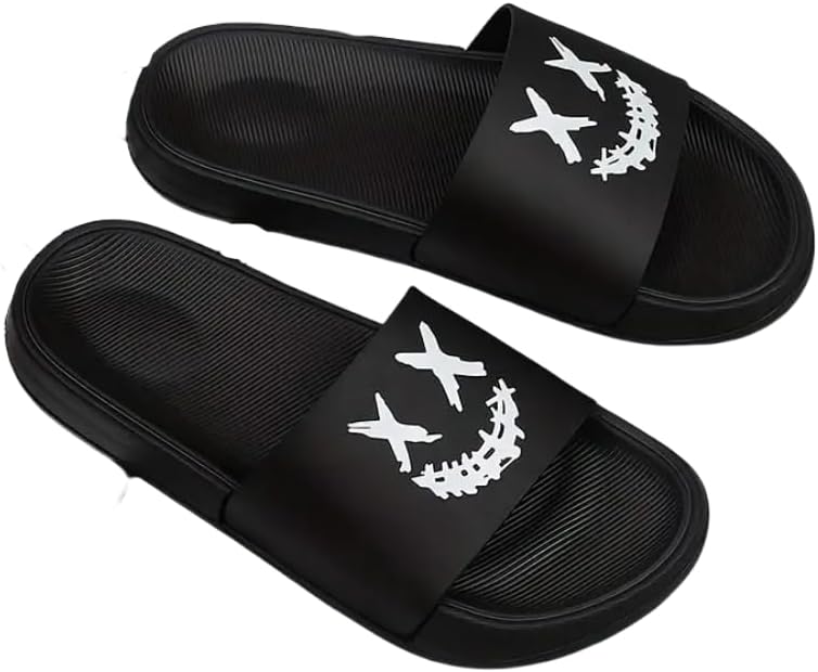 

Мужские слипоны Hhhchpm с рисунком мультяшной улыбки- мягкие, нескользящие для дома и улицы, белый