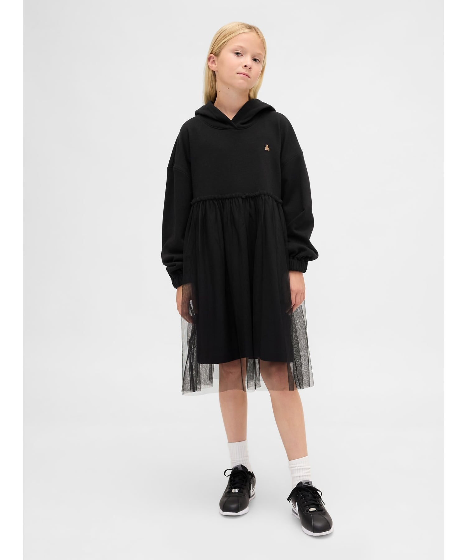 (K) Платье-худи оверсайз из смешанных материалов GAP, BLACK