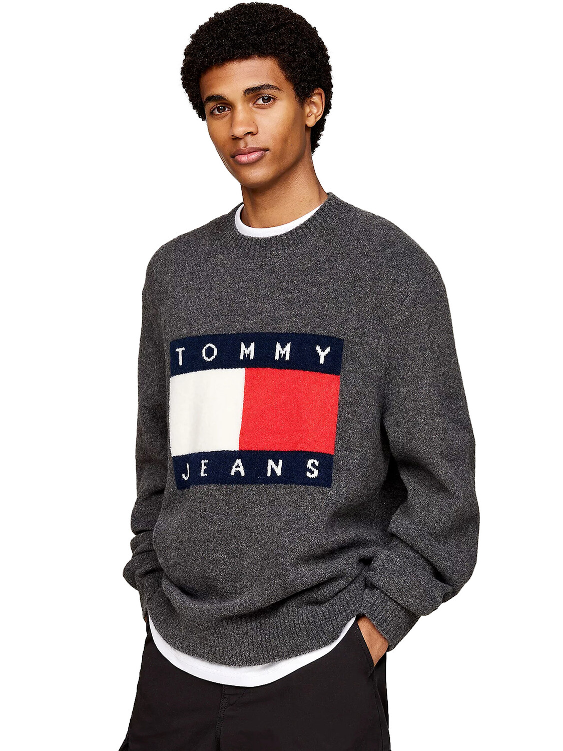 

Свитер jeans maglioncino mélange con lana Tommy, серый
