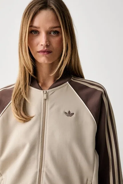 Олимпийка с лампасами Adidas Originals, бежевый — фото 4