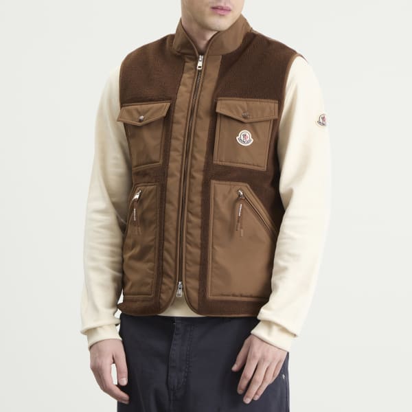Жилет из плюшевого плюша Karakai Moncler, коричневый — фото 2