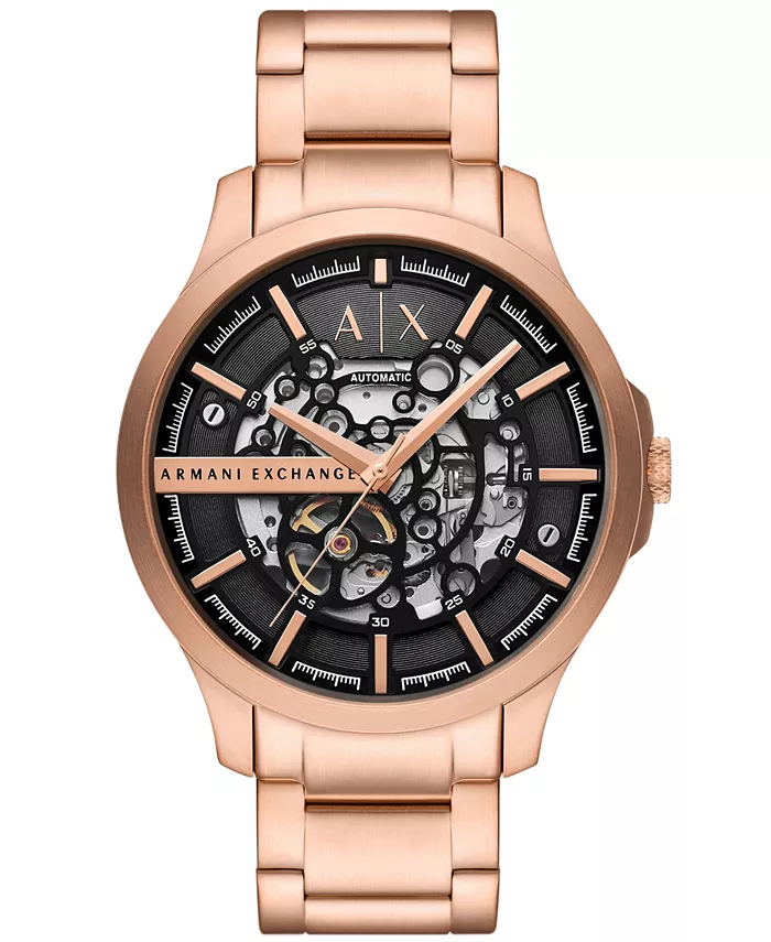 

Мужские автоматические часы с тремя стрелками из нержавеющей стали с розовым золотым покрытием, 46 мм A|X Armani Exchange