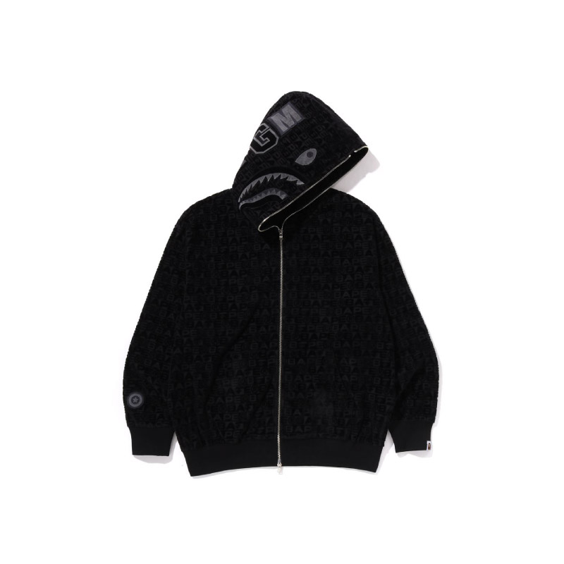 

Бейп люкс спорт принт акула расслабленный крой худи на молнии A BATHING APE, черный