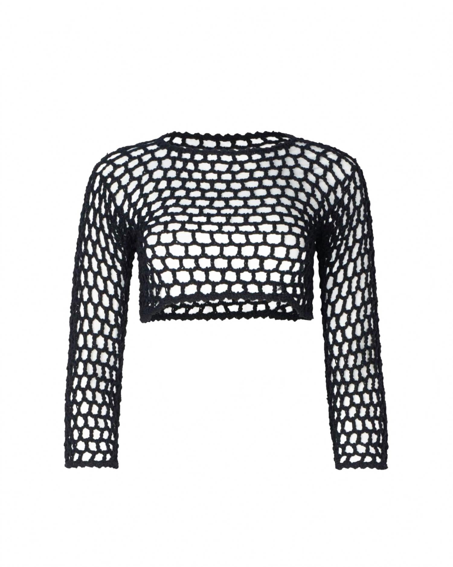 

Женский укороченный топ Jane Crochet черного цвета SOAH