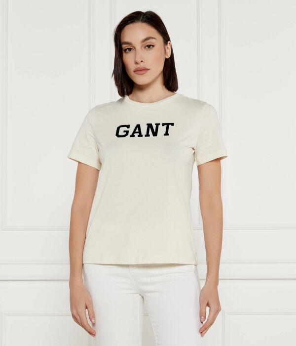 

Футболка женская Gant с надписью, экрю