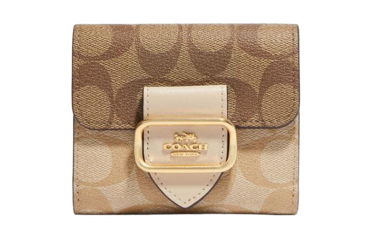 

COACH Женский кошелек Morgan Canvas с кожаным чехлом, цвет хаки, маленького размера
