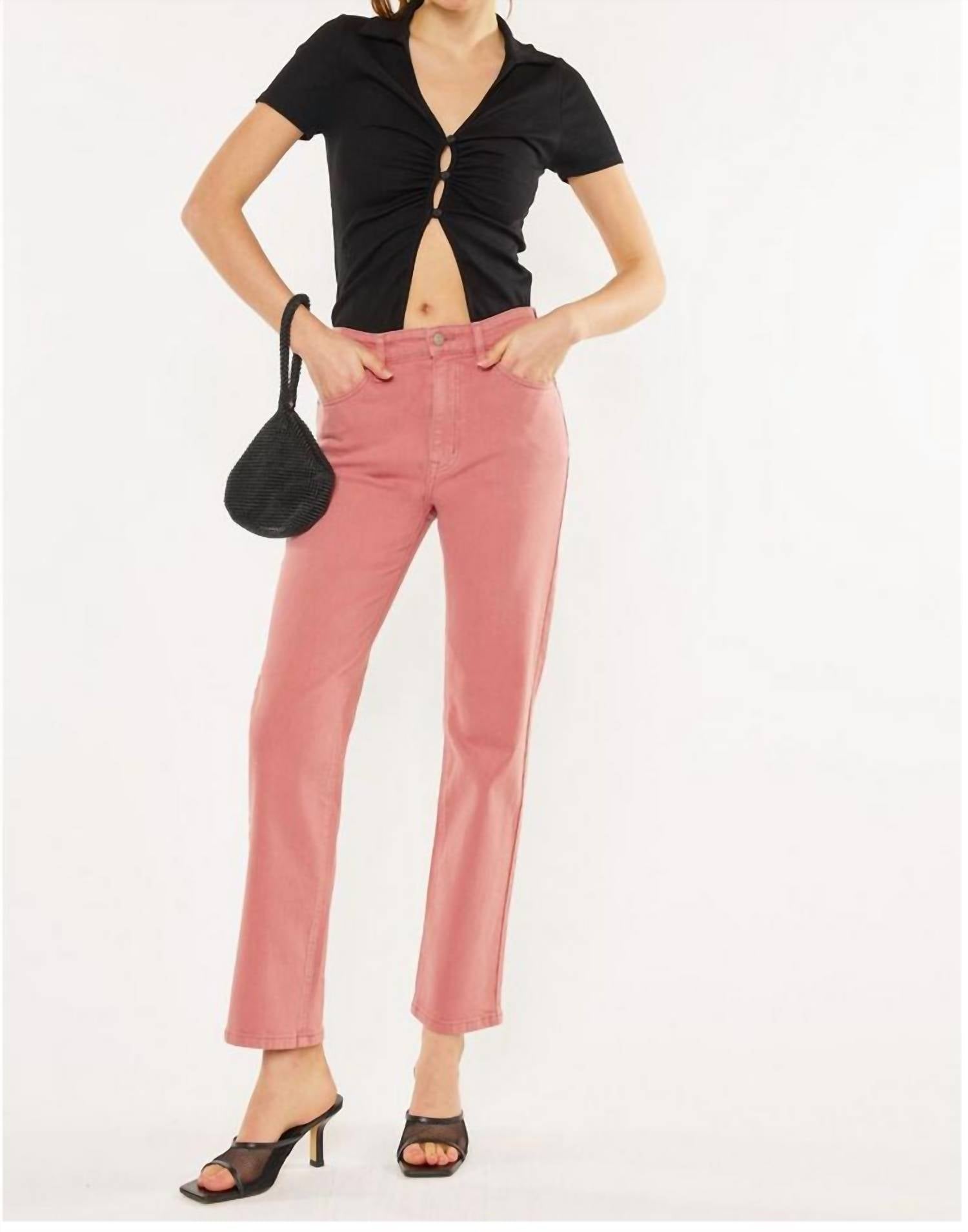 

KanCan Джинсы прямого кроя с ультравысокой посадкой в ​​стиле 90-х, кораллового цвета