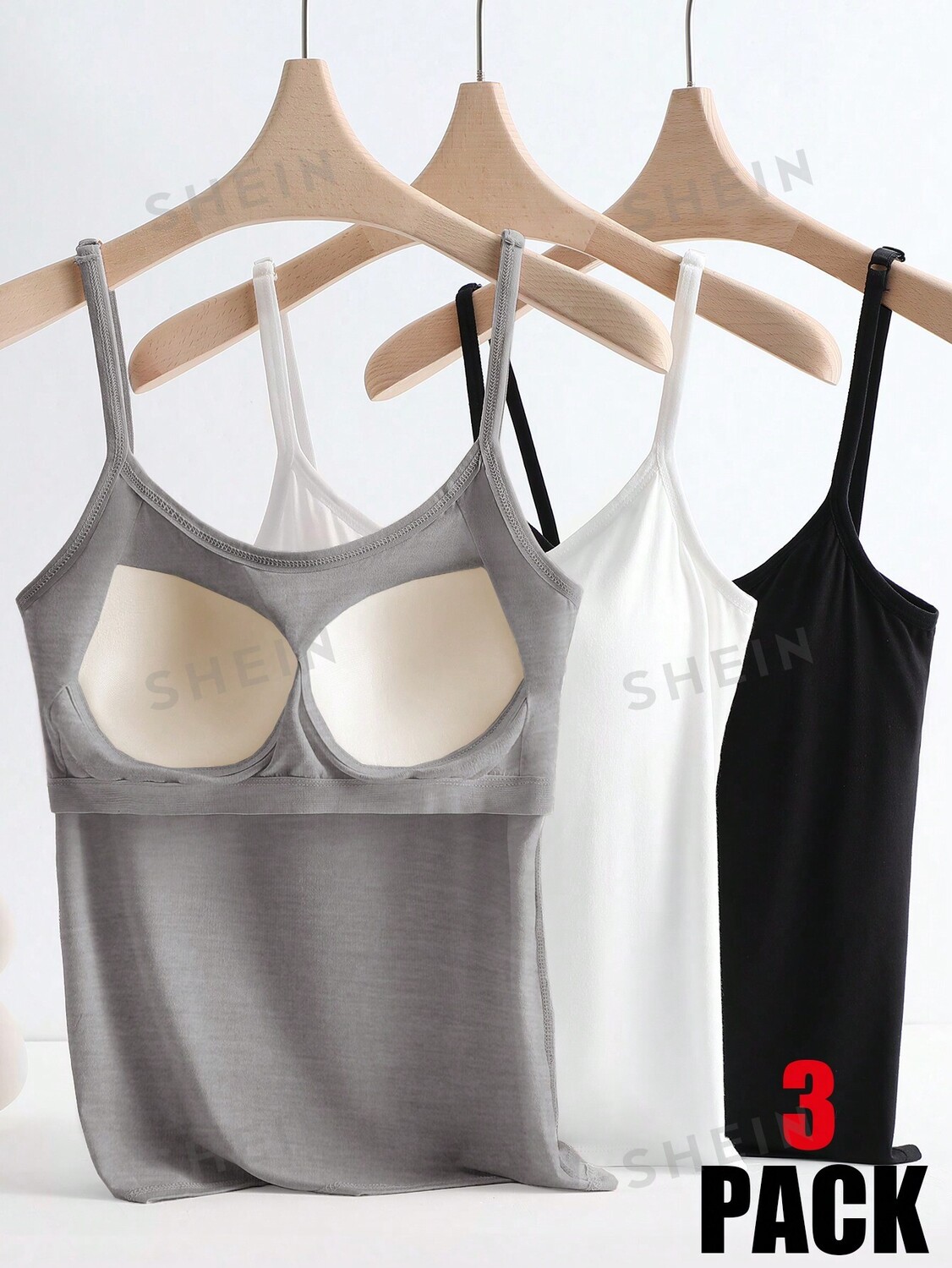 

Essnce Женский летний однотонный повседневный топ на бретельках с мягкой подкладкой Shein, мультиколор