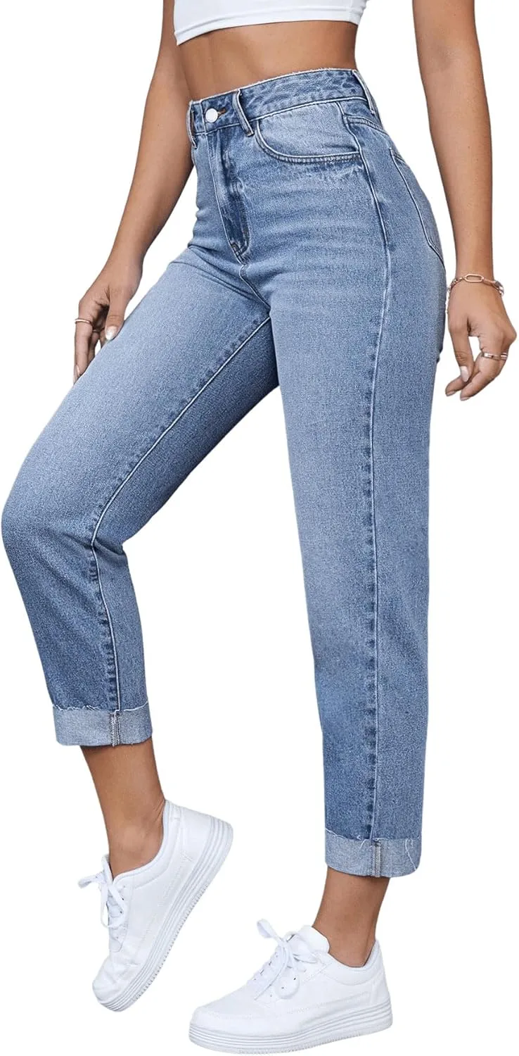 

Джинсы женские Mom Fit с высокой талией и молнией SweatyRocks