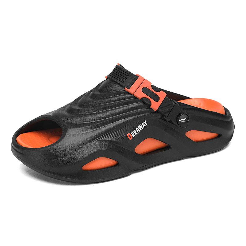 

DEERWAY Устойчивые к запаху износостойкие противоскользящие шлепанцы мужские - черный оранжевый, цвет Black Orange