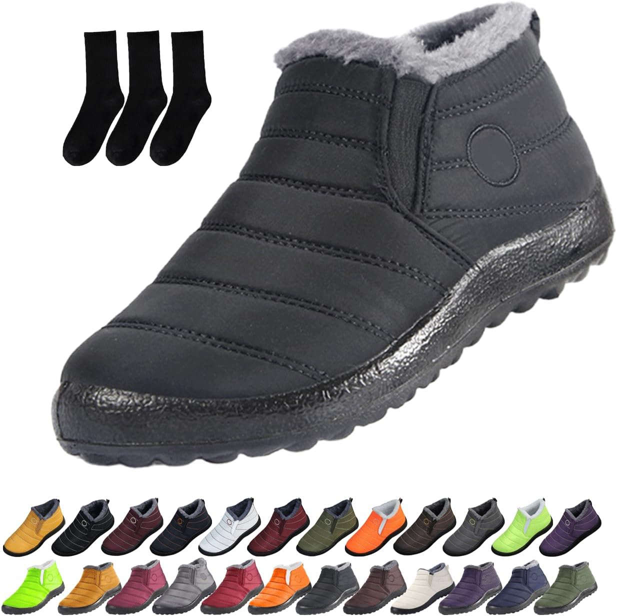 

Женские и мужские снежные ботинки, утепленные ботильоны для снега, удобные легкие кроссовки, теплая и комфортная обувь на зиму Generic, черный