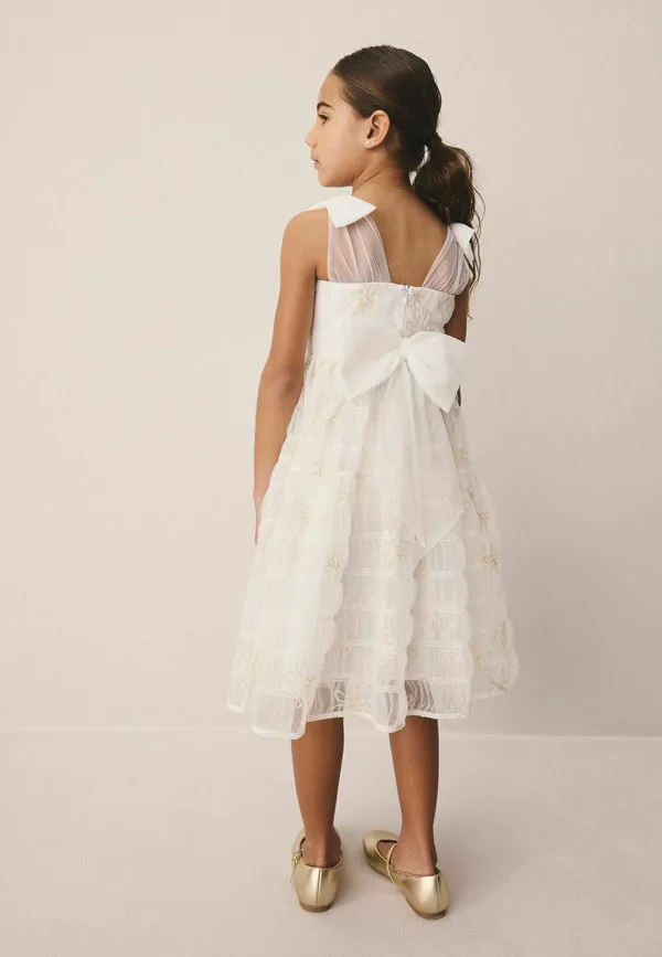 Платье повседневное, прямого кроя, с вышитым бантом Laura Ashley, Ivory — фото 3