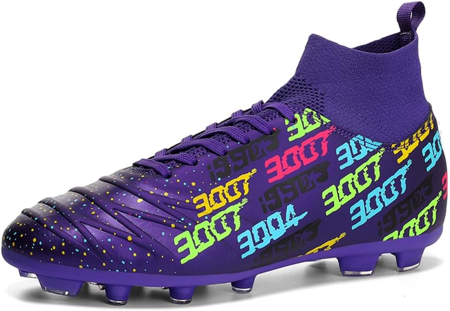 

Кроссовки MAUGELY для мужчин с шипами для твердого грунта, футбольная обувь, легкая для бега, уличная, удобная для тренировок и игры в футбол, фиолетовый