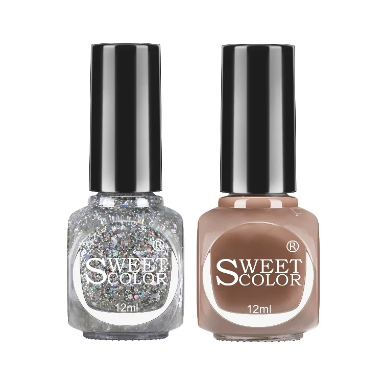 SweetColor Лак для ногтей на водной основе без запаха, долговечный, без сушки, быстросохнущий SHK001+SHL016/Girlish Dance 12мл*2, SHL003+SHU20/Coca-Cola Bubble 12ml*2