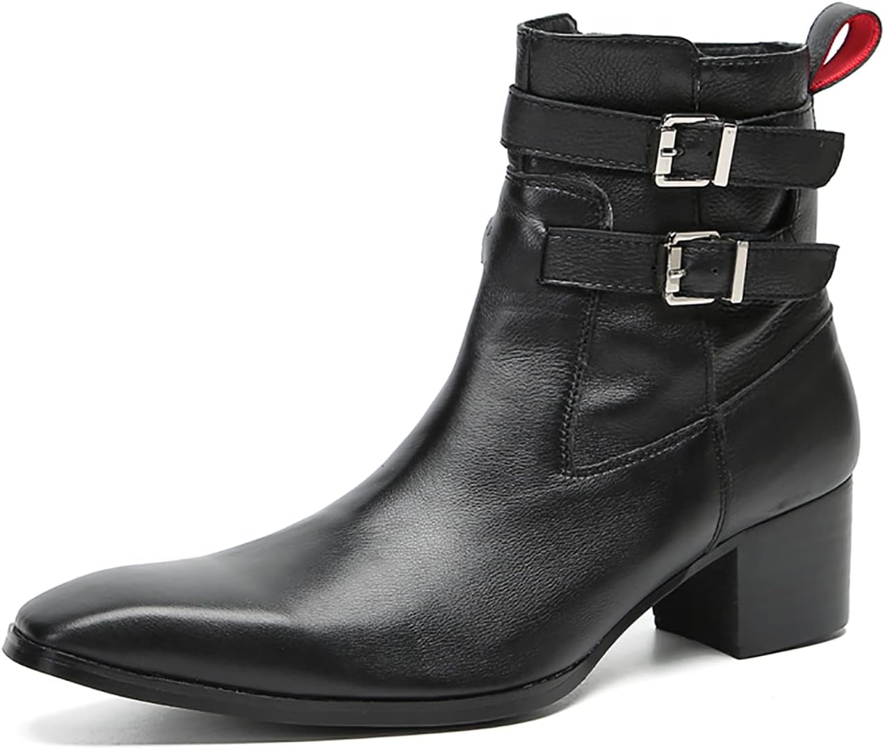 

Мужские ботинки Santimon Mens Chelsea, повседневные, из натуральной кожи, мотоциклетные ботинки, черный