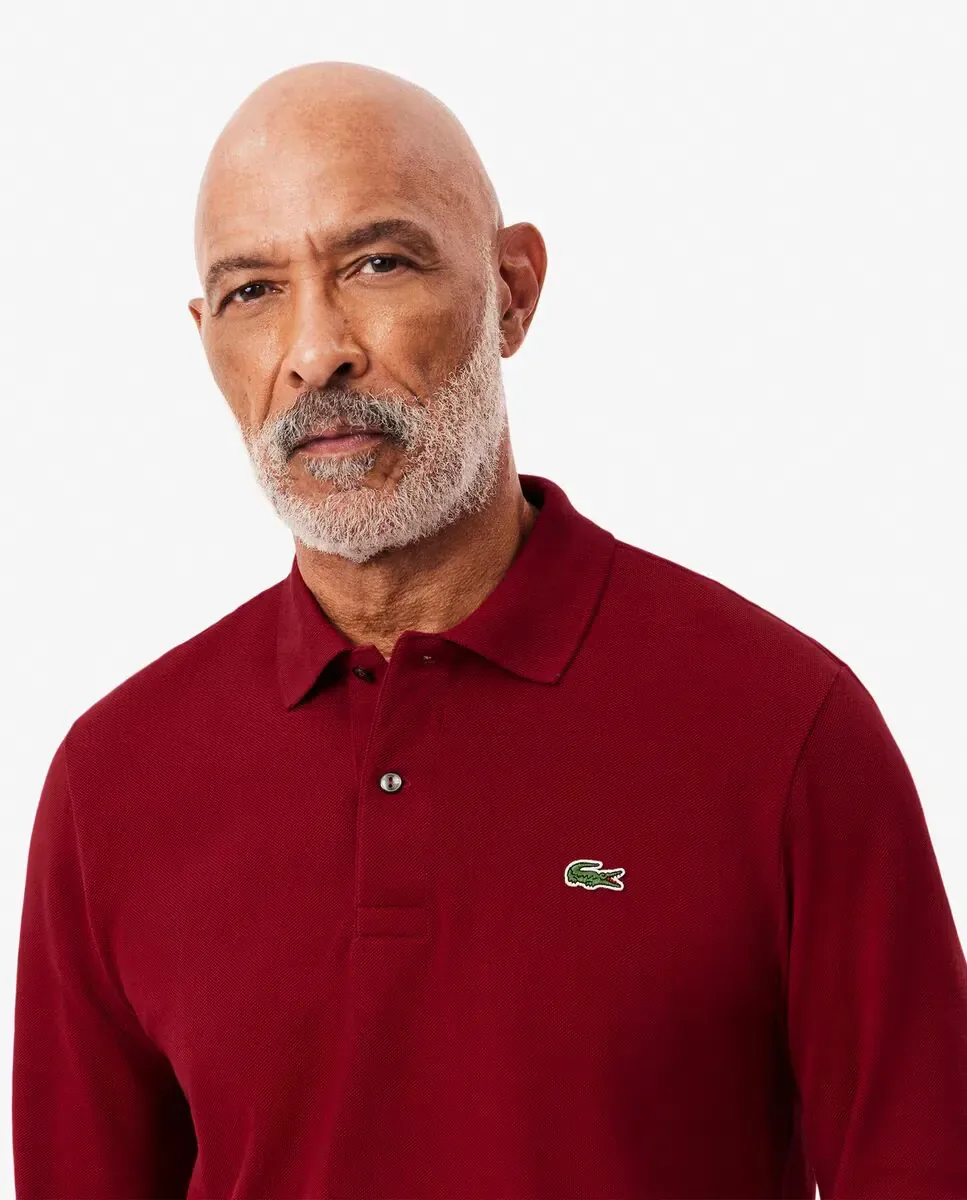 Мужское поло классического кроя с длинными рукавами Lacoste, красный — фото 3