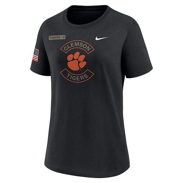 Женская черная футболка Clemson Tigers 2025 Military Appreciation Dri-FIT Nike — фото 3