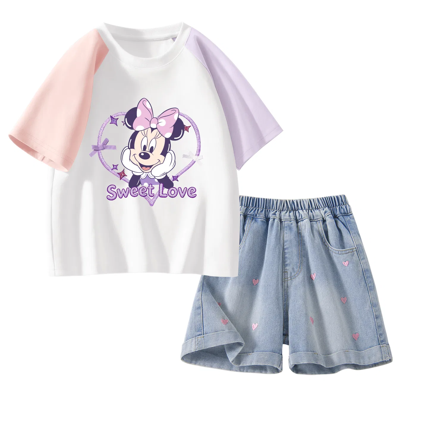 Спортивный костюм Disney Casual Sportswear 2 Pack, прозрачное сердце зеленый+розовый и джинсовый синий — фото 3