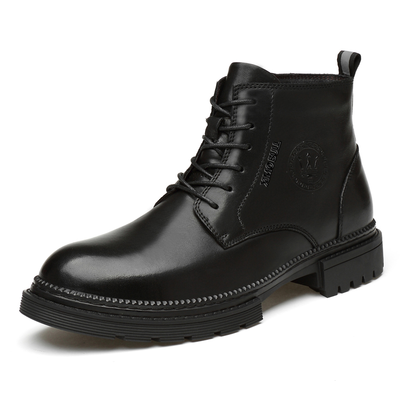 

XIMO BULL Короткие мартинсы мужские 3 см черные гладкие, цвет Black Smooth Finish
