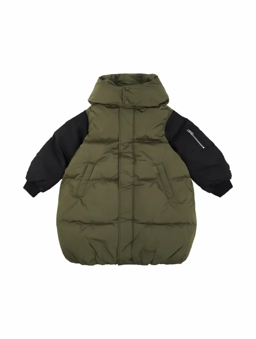 

Стеганый пуховик в стиле колор-блок MM6 MAISON MARGIELA, зелёный