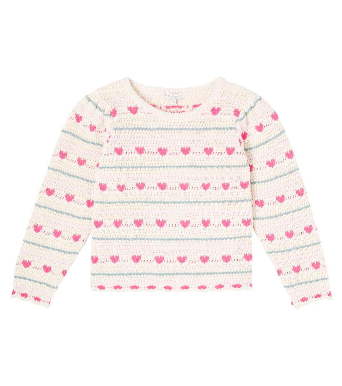 

Вязаный свитер из хлопка и шерсти Джози Bebe Organic, Heart Knit