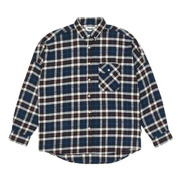 

Рубашка fw22 flannel drop shoulder shirt 'navy' Palace, синий