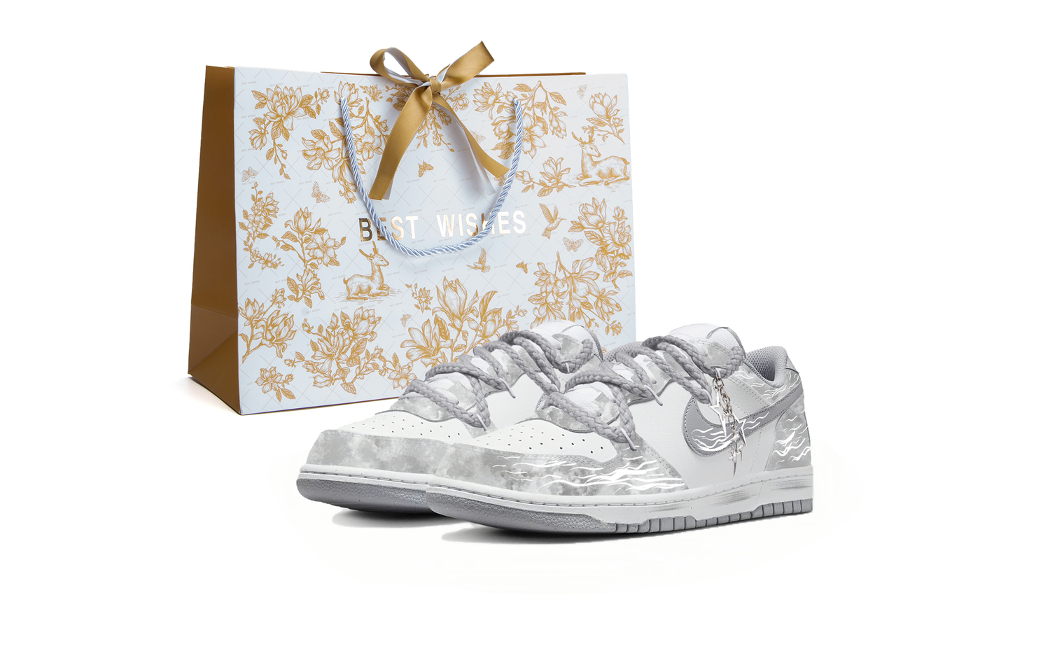 

Бесполые бело-серые скейтерские кроссовки low top с усиленной амортизацией, износостойкие и дышащие Nike, белый серый