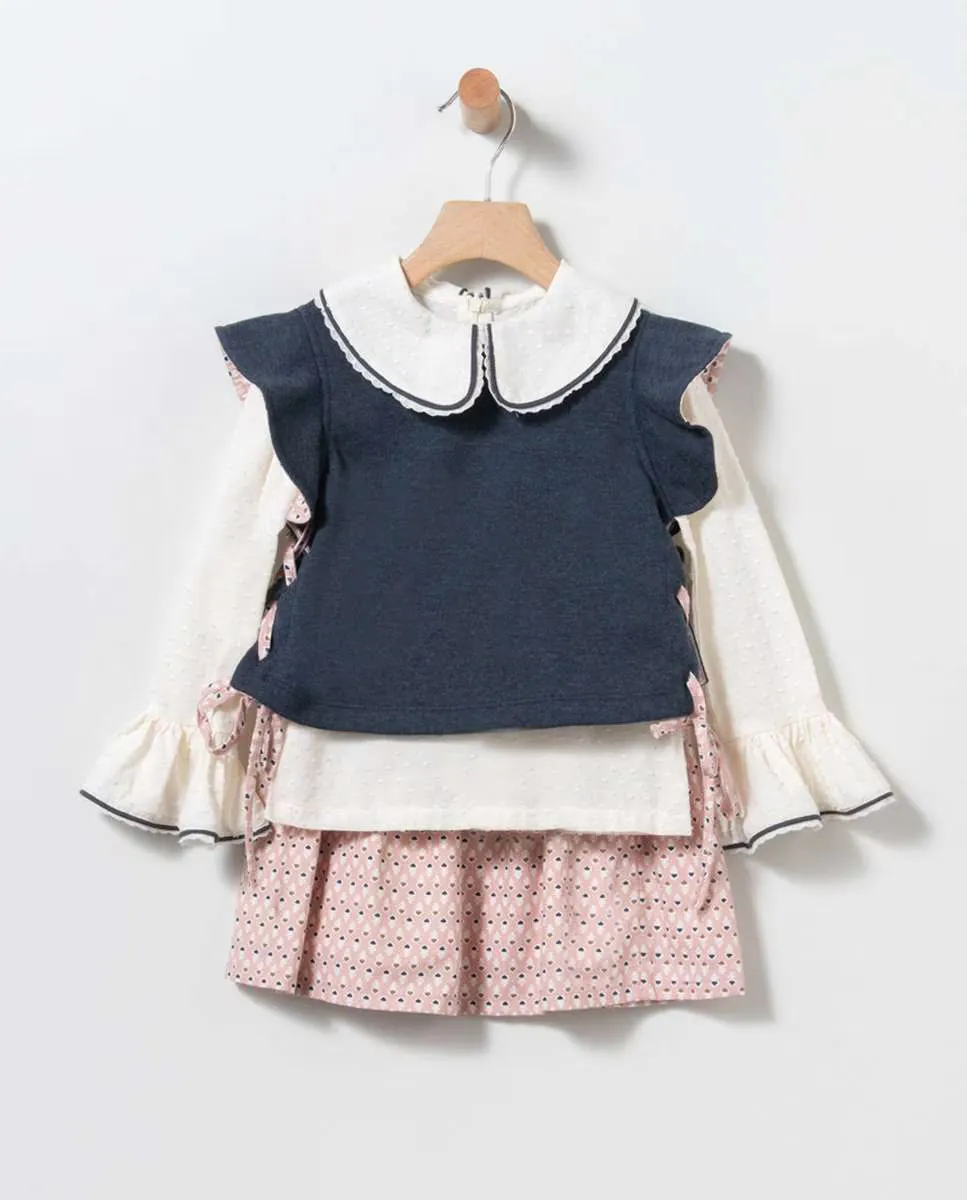 

Комплект из трех предметов для девочки: антрацитовый, серо-розовый Coco Acqua, темно-серый