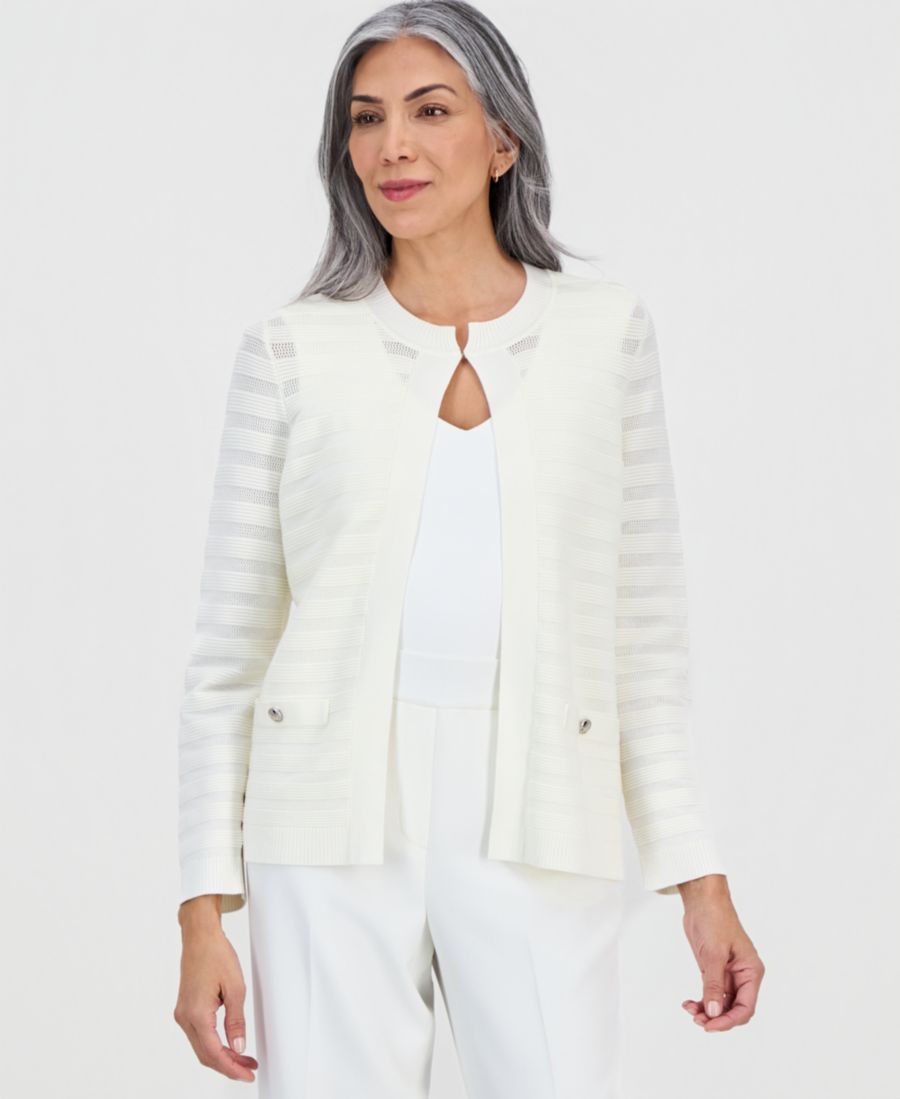 

Женский кардиган с длинными рукавами и оттоманской вышивкой Kasper, Vanilla Ice