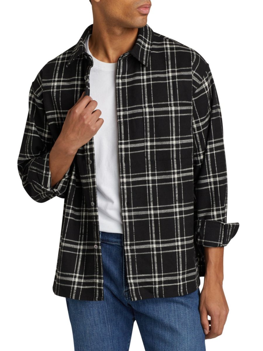 

Клетчатая хлопковая верхняя рубашка Frame, цвет Black Plaid