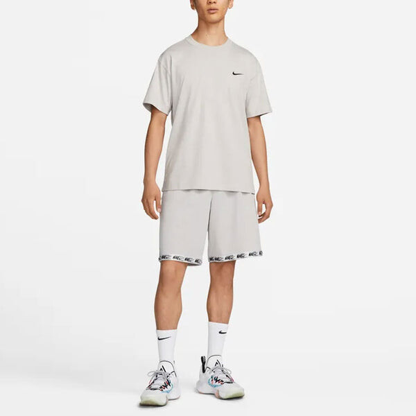 Футболка Men's Nike Solid Color Ribbed Collar Back Printing Short Sleeve Gray T-Shirt, мультиколор — фото 3
