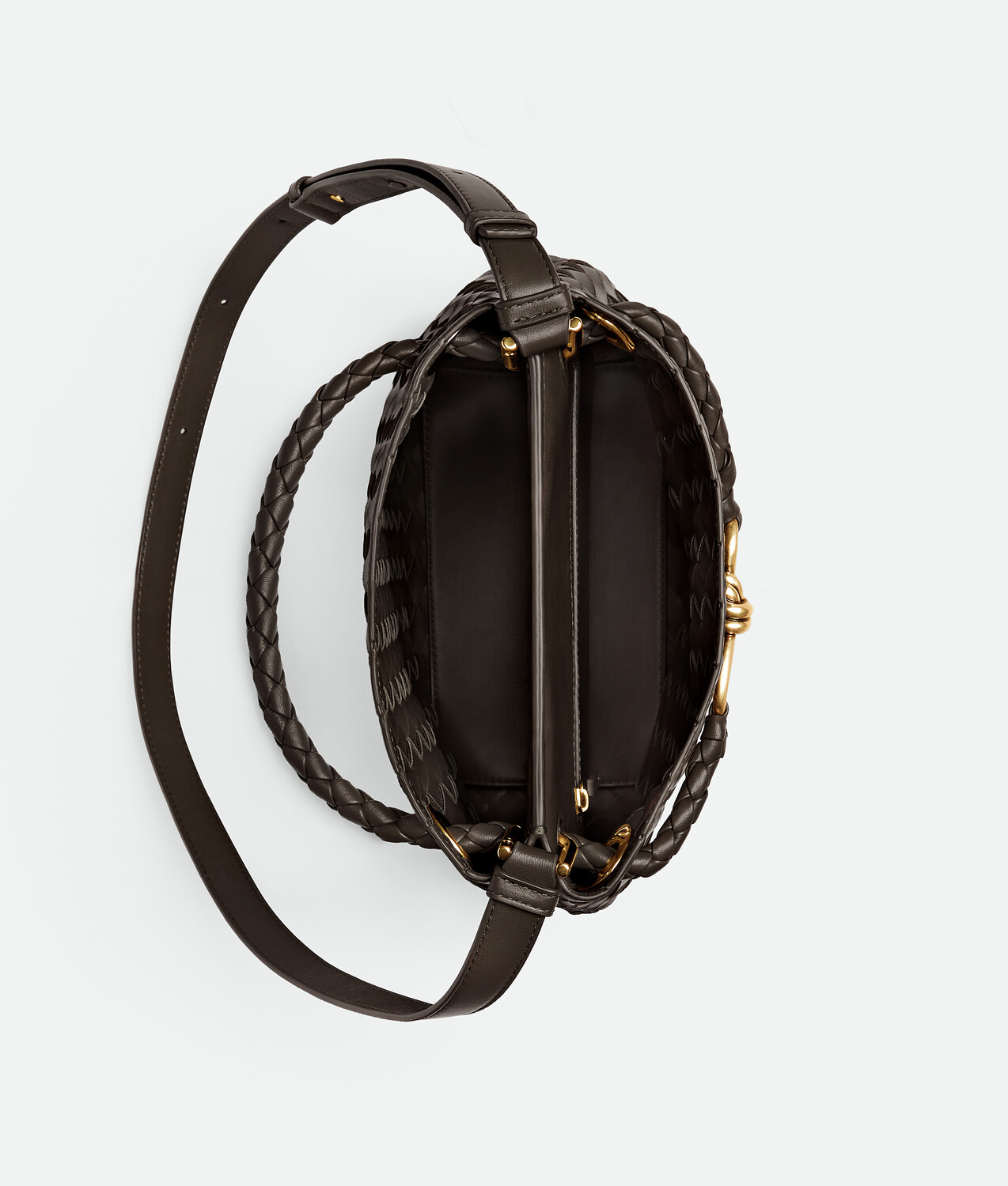 Маленькая сумка andiamo в форме ведерка BOTTEGA VENETA, фондан — фото 3