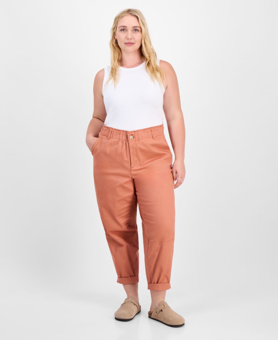 

Брюки-бумажный мешок Sky Rise больших размеров Democracy, Raw Sienna