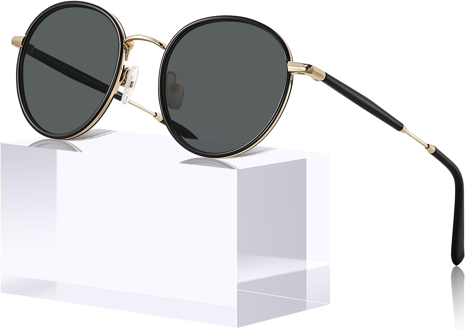 

Женские солнцезащитные очки CARFIA Retro Small Round Polarized с защитой от УФ-излучения, модные винтажные стильные дизайнерские солнцезащитные очки CA1949, C: Metal & Black Frame + Grey Lens