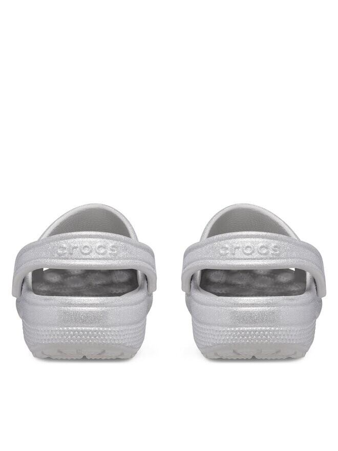 Шлепанцы Crocs Classic Glitter Clog, серебряный — фото 3