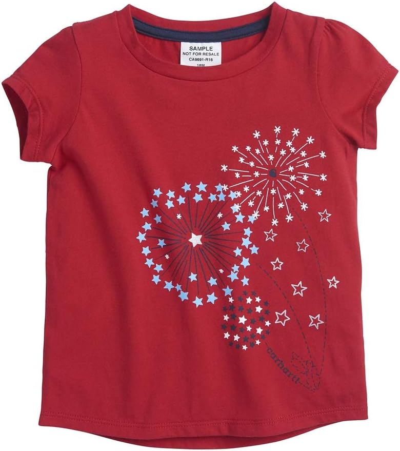 

Футболка с короткими рукавами и принтом Carhartt для девочек, Dandelion (Tango Red)