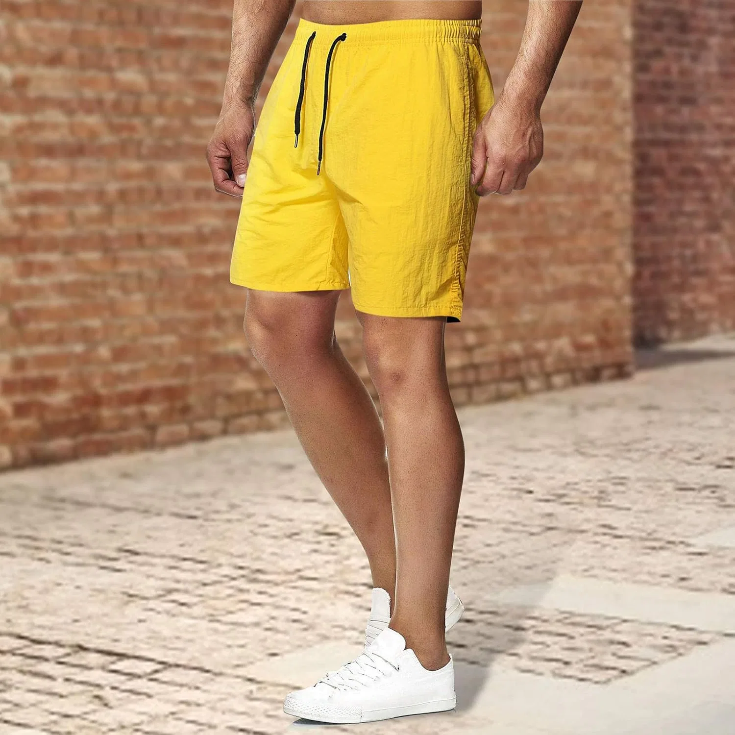 Шорты для бега мужские, lightweight, quick dry, эластичный пояс, Yellow — фото 2