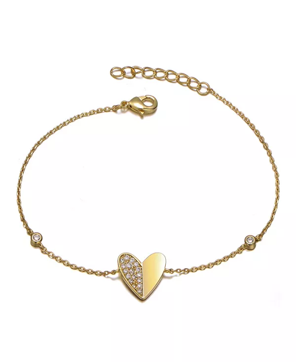 

Браслет с подвеской в виде сердца из кубического циркония 14 карат с покрытием из золота Gigigirl, gold