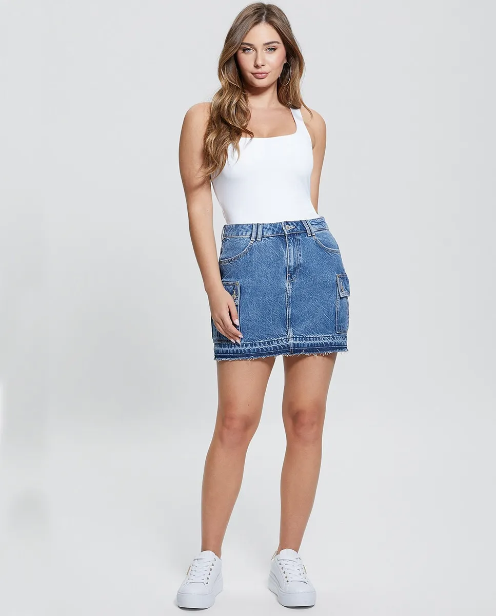

Мини-юбка-карго из денима Guess, тёмно-синий