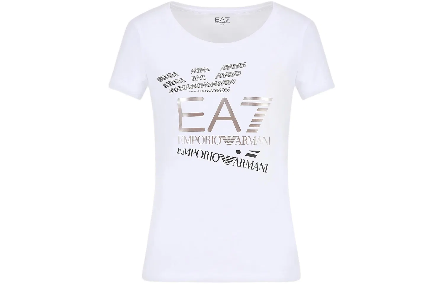 Футболка женская с круглым вырезом, прямой крой EMPORIO ARMANI, White