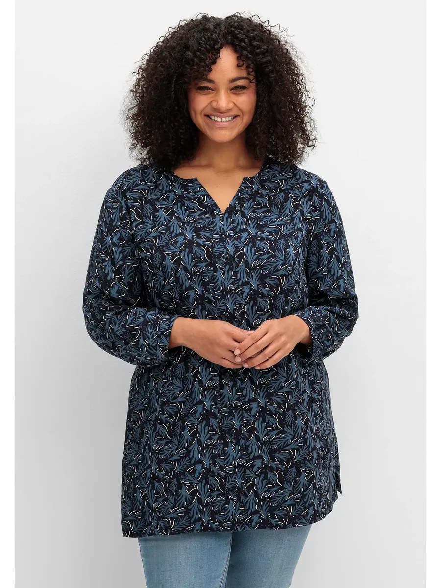 

Длинная туника Sheego "больших размеров" с морским принтом по всей поверхности, синий