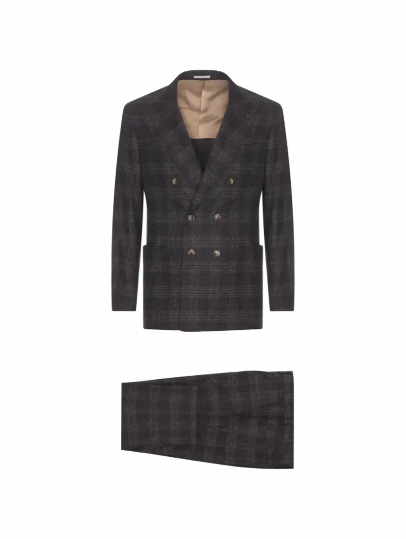 

Двубортный костюм в клетку Brunello Cucinelli, серый
