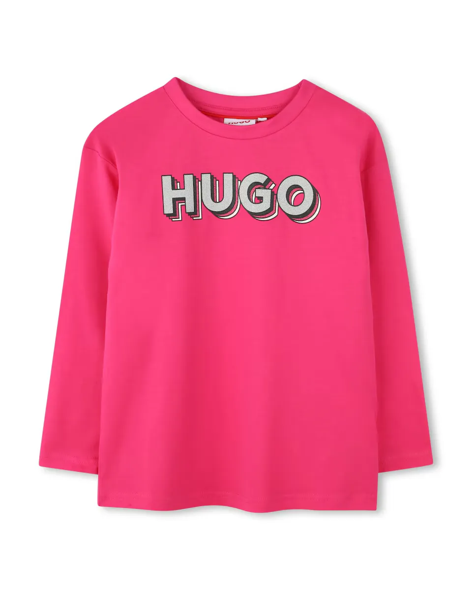 

Футболка для девочек с длинными рукавами из 100% хлопка Hugo, цвет Fucsia