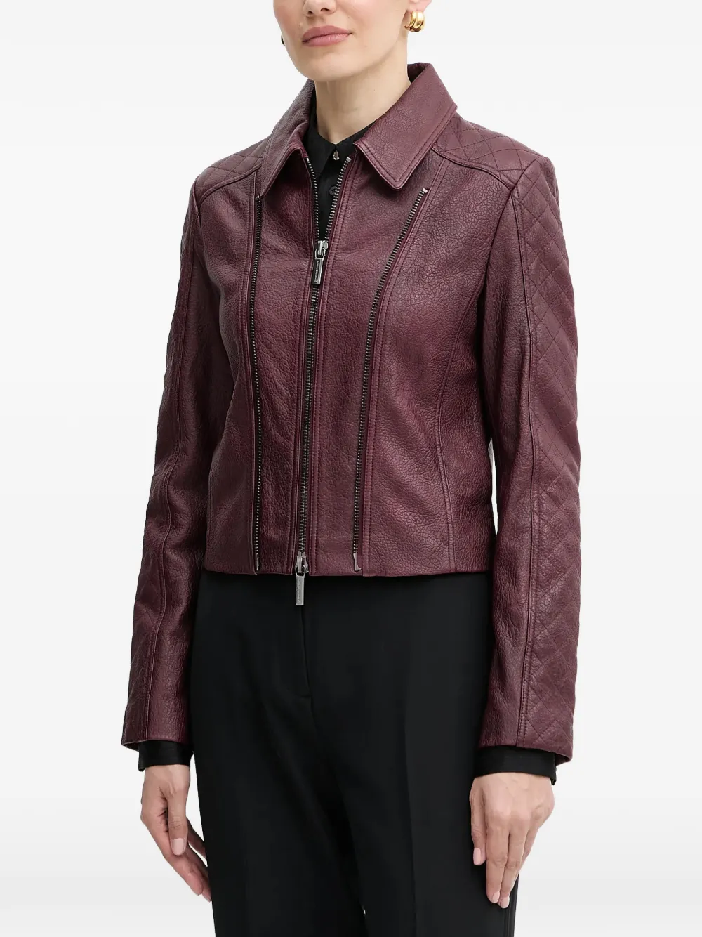 

Кожаная куртка на молнии Armani Exchange, красный