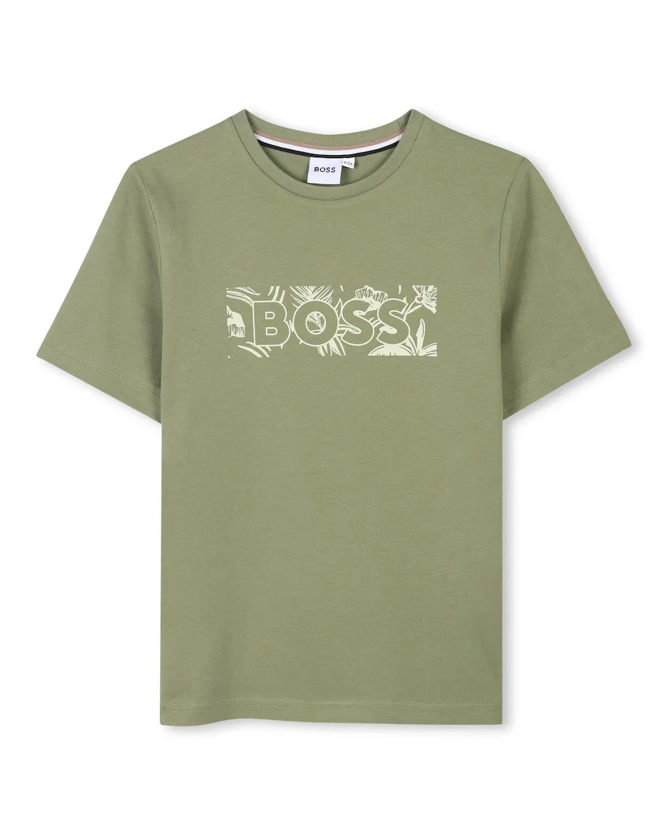 

Футболка для мальчика из зеленого хлопка BOSS Kidswear, зеленый
